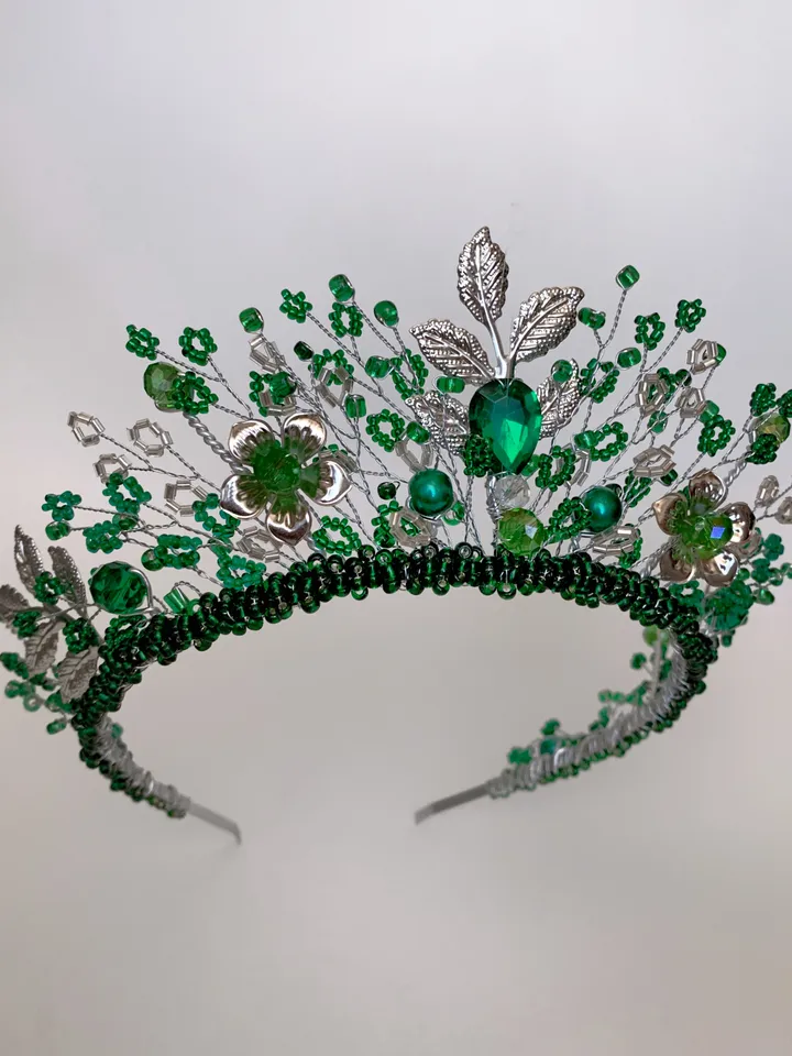 Green crown, Gold green crown, Silver Green crown, Emerald crown, Emerald tiara, Emerald diadem, Emerald headpiece, Green tiara, Elven crown, Elven tiara, Elven diadem, Wedding crown, Forest wedding, boho accessories, elf tiara, emerald wedding