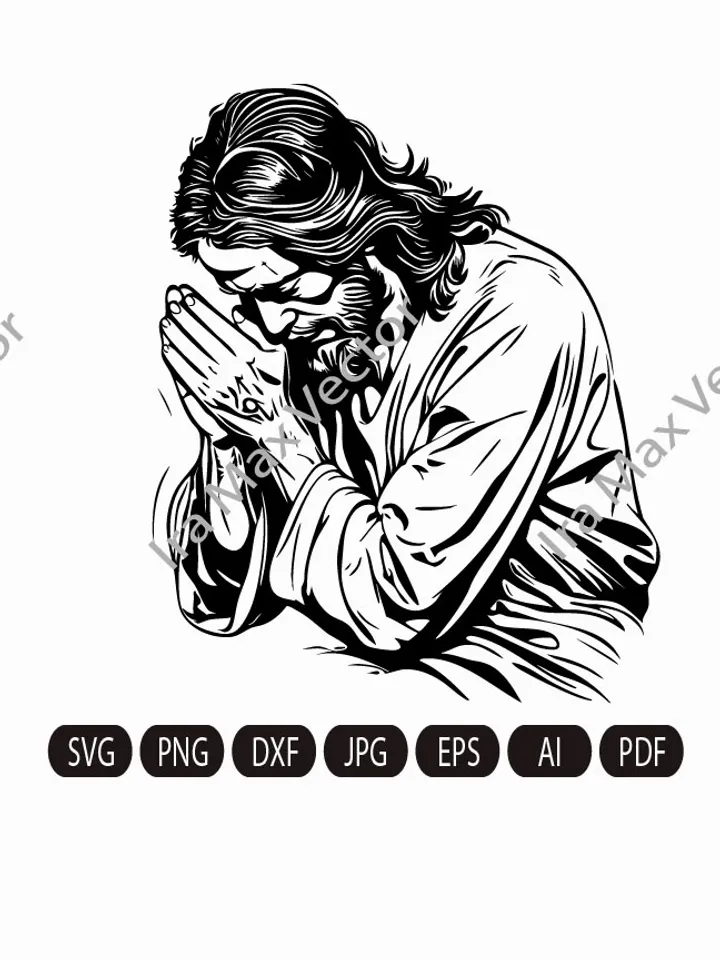 Jesus SVG, Jesus praying, Jesus risen, Christian SVG image, Jesus face SVG, faith svg, Bible svg, God svg, scripture svg, jesus cut files