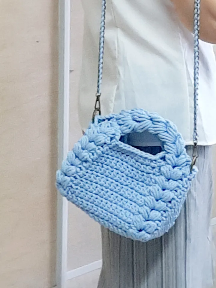 Crochet hobo small bag, handmade handbag, bohemian bag, knit bag