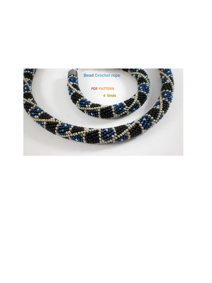Bead Crochet Necklace Bracelet patterns, Rope bead crochet, pattern seed beads, DIY, bead jewelery, Instant Download, PDF patterns