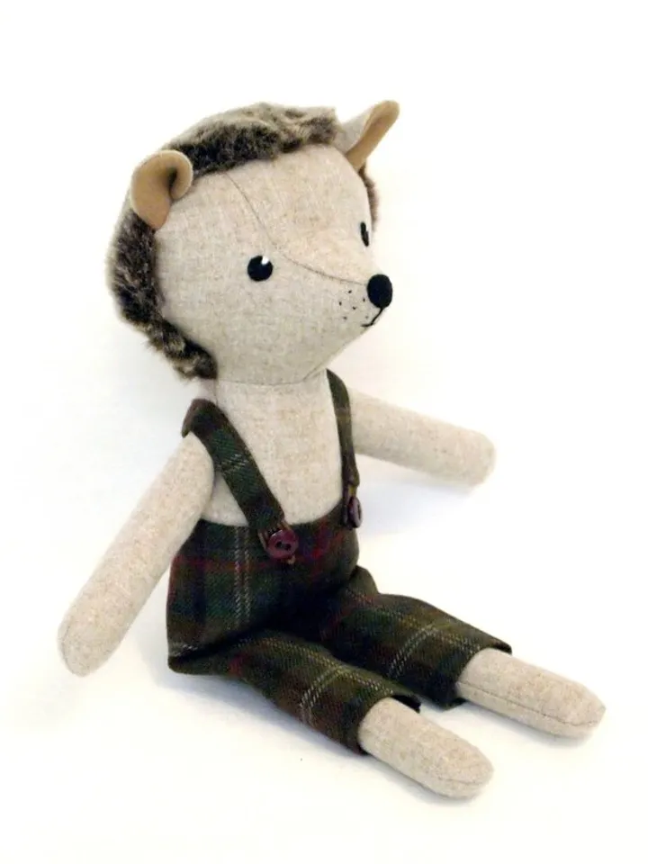 Hedgehog boy, wool stuffed plush toy, handmade animal doll, hedgehog soft toy