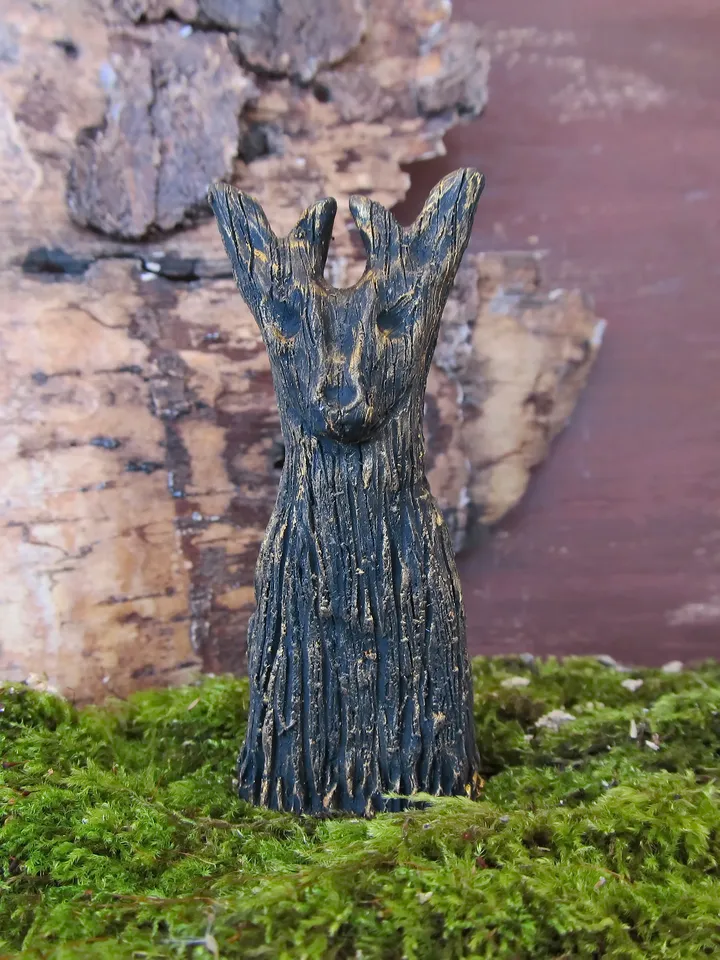 Stag figurine Shaman Totem doll Spirit Assistant Deer Forest horned god Altar protection amulet Primitive doll Pagan idol Folk art statue