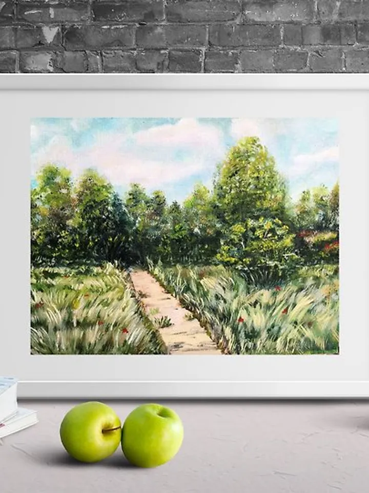 Landscape Oil Painting Art of Nature Fields Trees Roads Trails Lush Grass Summer
