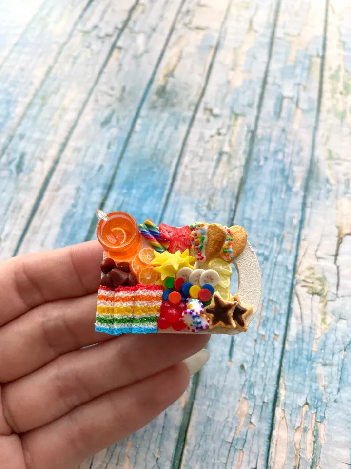 Magnet Miniature Rainbow Charcuterie Board with Polymer clay Souvenir