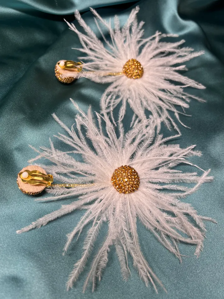 Feather and Crystal Earrings