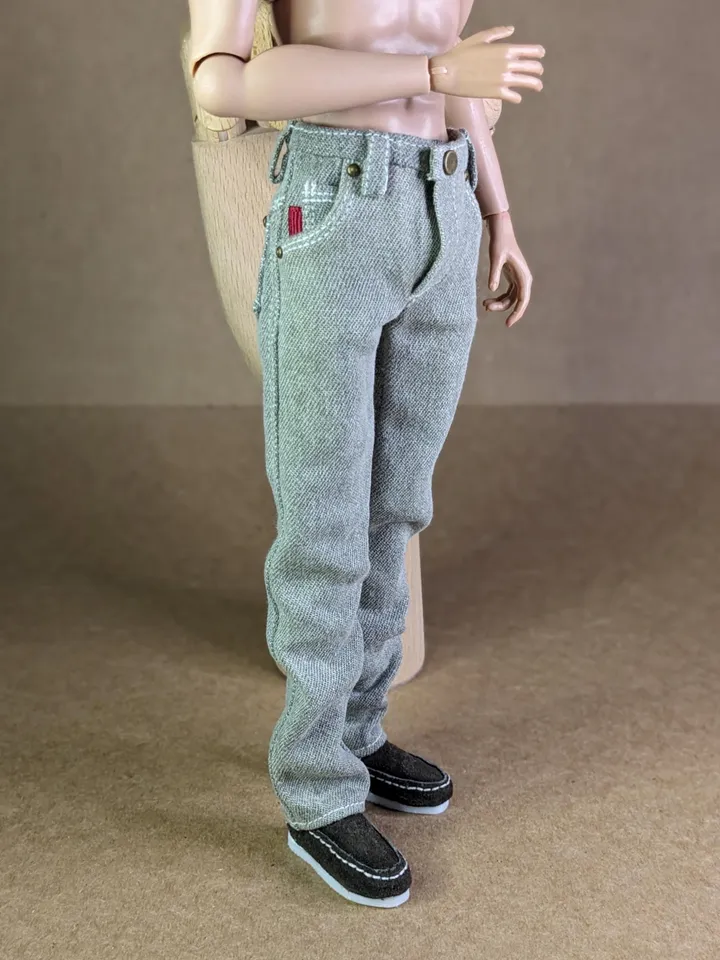 Realistic handmade khaki classic jeans for 13 inch fashion male doll (FR Homme, Poppy Parker)