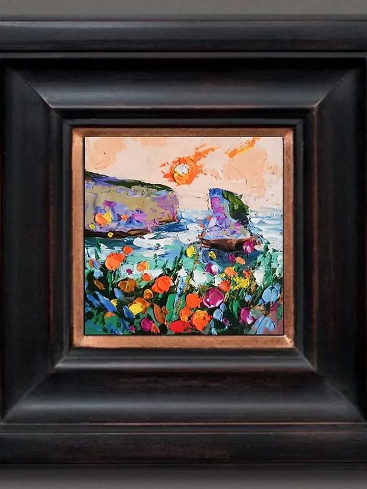 California Poppy Painting Original Art Impasto Oil Painting landscapes Sea