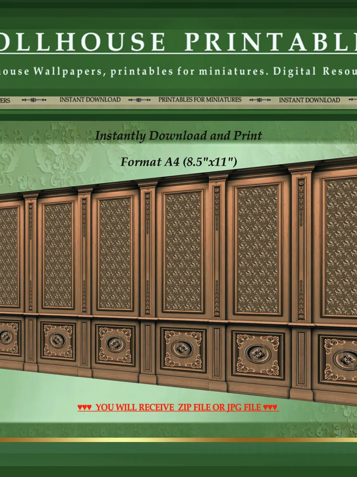 Wallpapers- Set 7-v6 | Printables for Dollhouses and Unique Miniature Projects | Digital Downloads | in Scale 1/12th