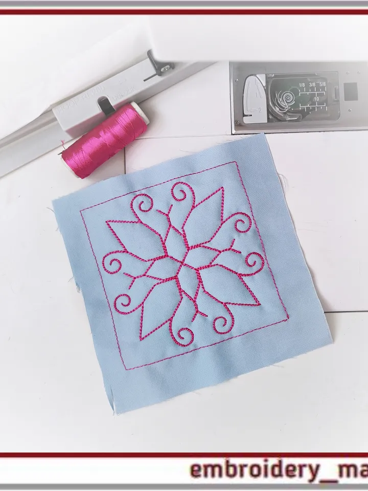 Quilt Block 37 Quilting with floral plant patterns Machine Embroidery Designs