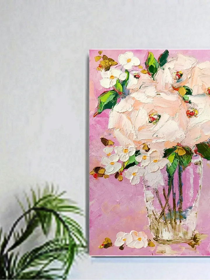 Peonies Painting Floral Original Art Impasto Painting 14x11 Oil White Flowers in by ArtProkopaloSv