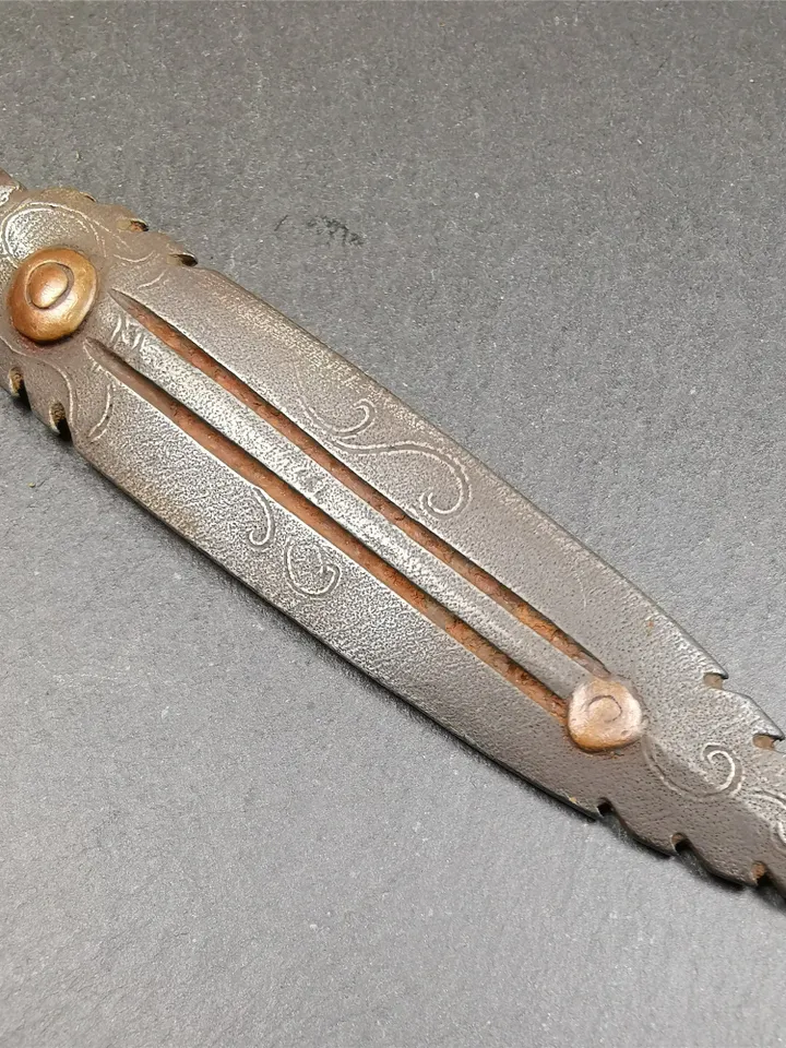 Gandhanra Tibetan Buddhism Ritual Implement,Fire Vajra Sword of Wisdom Buddha Manjushri,Made of Cold Iron inlaid Copper,7.5" Length