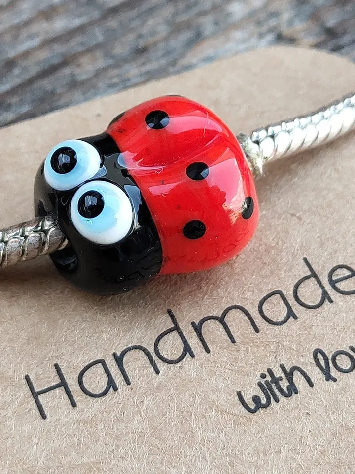 LARGE HOLE BEADS Ladybug charm bracelet Dread beads Dreadlock jewelry Loc Jewelry Big hole beads Glass Ladybug beads Ladybug ornament