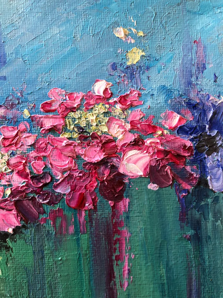 Flowers Original Painting Floral Oil  Wall Art Anemones Painting Blooming Painting