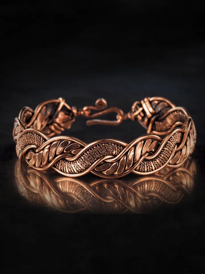 Woven copper wire bracelet Antique style handcrafted copper jewelry Unique gift