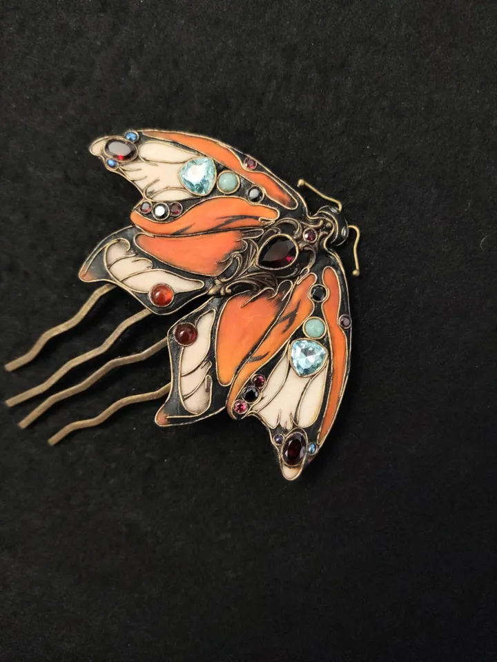 Large Orange Monarch Butterfly pin, Large Butterfly hairpin, summer hairpin
