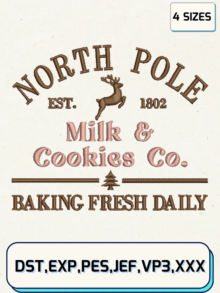 North Pole University Embroidery Designs,Christmas Embroidery Designs,Machine Embroidery Files,4 Sizes