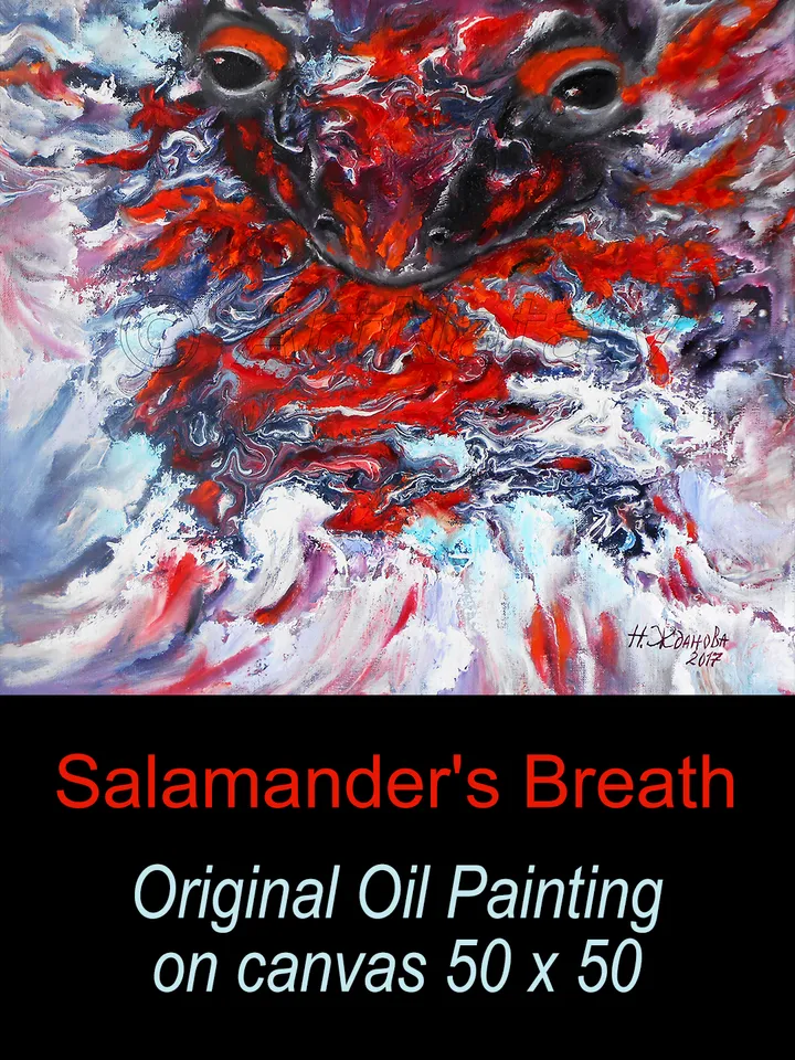 Abstract Animal paintings on Canvas, Salamander Art