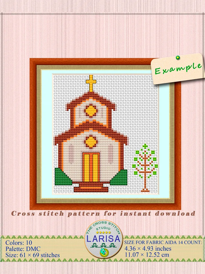 Basilica Cross Stitch Pattern | Small Church | Catholic Church