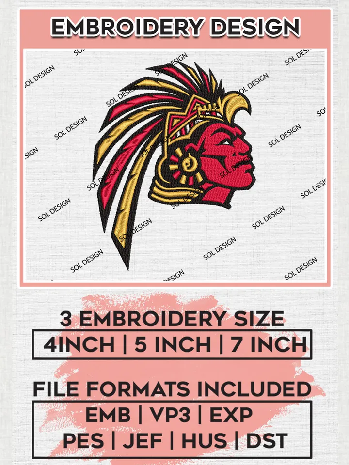 NCAA San Diego State Aztecs Team Head Mascot Logo embroidery designs, NCAA San Diego State Aztecs Logo Machine embroidery files, NCAA Team Logo embroidery designs, NCAA Game Day Machine embroidery designs, Digital Download