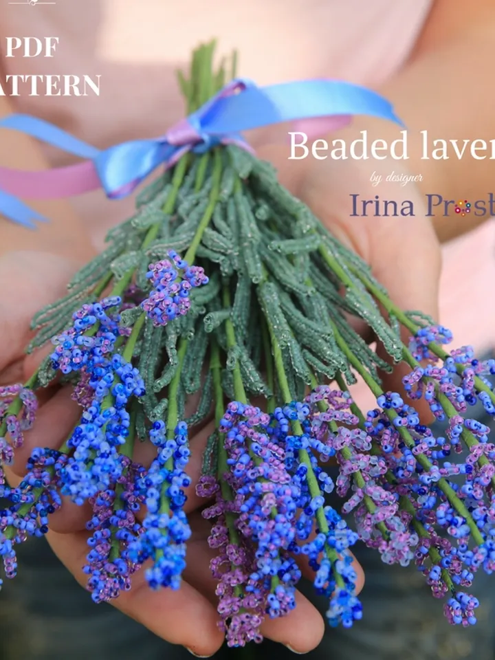 Beaded Flowers pattern |  Lavender  | Seed bead patterns | Beadwork pattern | Digital Download - PDF