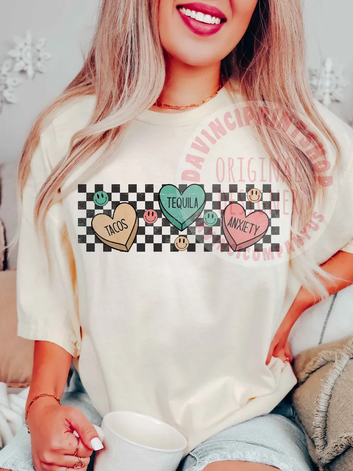 Tacos Tequila Anxiety, Valentines Sublimation, Anti Valentines png, Happy Face png, Valentines png, Sublimation Design, Digital Download