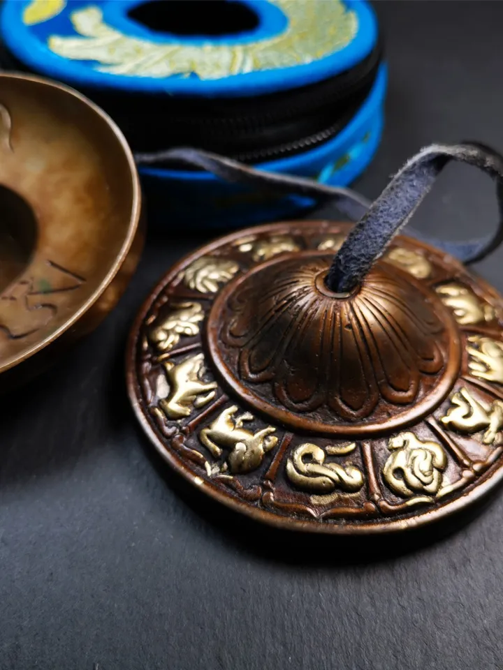 Gandhanra 8.3cm Tibetan Cymbals,12 Zodiac Tingsha Bell,Buddhism Ritual Implement,Handmade in Nepal