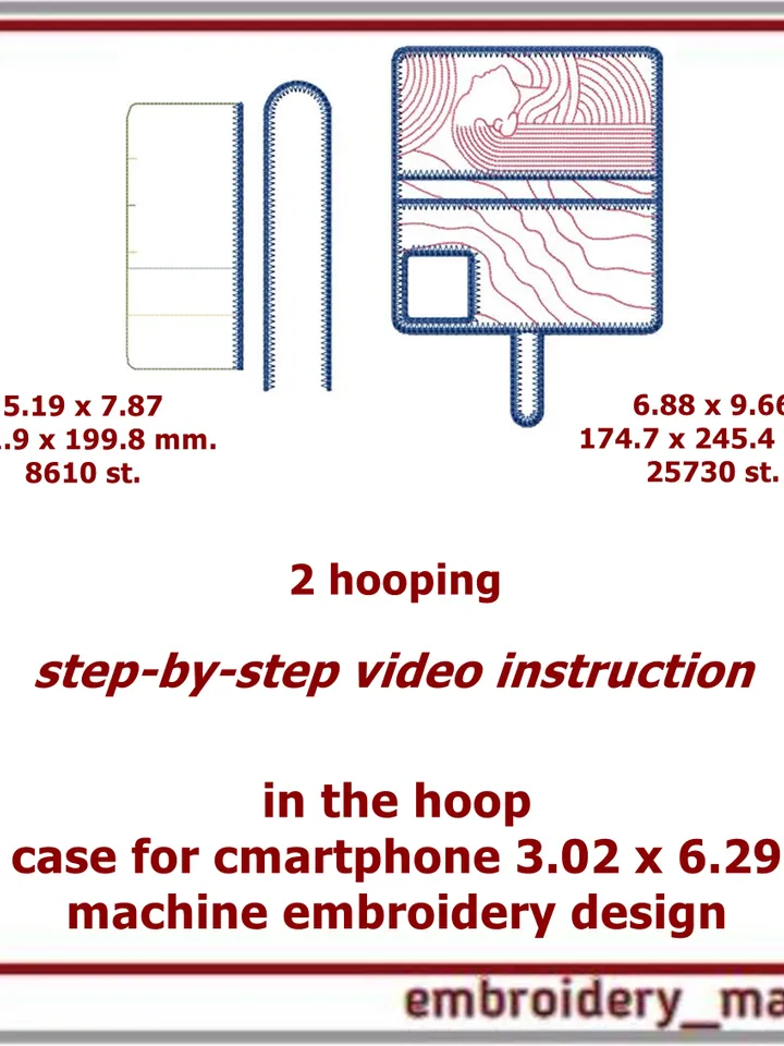 In the hoop embroidery design smartphone case 3.02x6.29 Girl by Embroidery Manavi 05