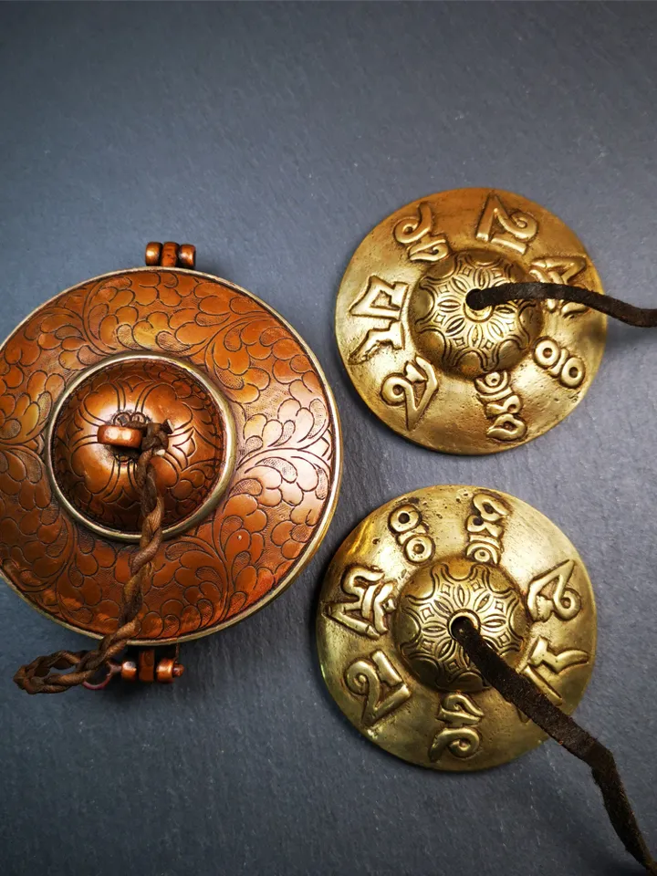 Gandhanra 7.4cm Tibetan Cymbals,OM Mantra Tingsha Bell,Buddhism Ritual Implement,Handmade in Nepal