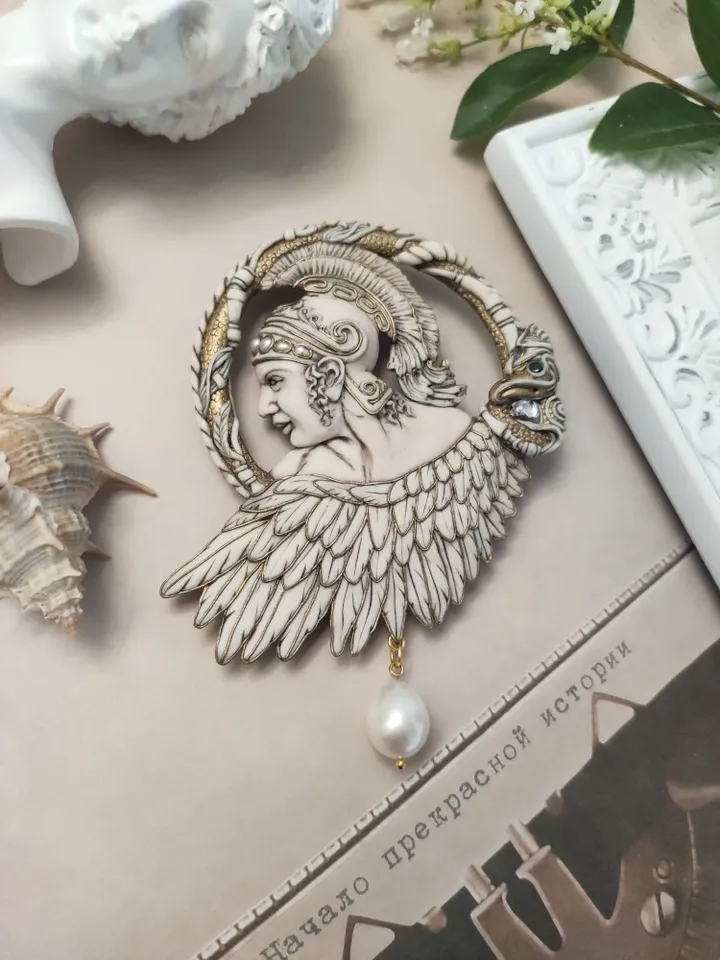 Art Nouveau Greek brooch, Greek pin, Large brooch, Antique pin of Alexander