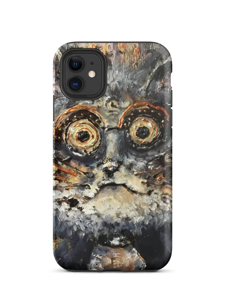 Funny cyberpunk cat Tough iPhone case,made from my own painting on glass,unique gift.