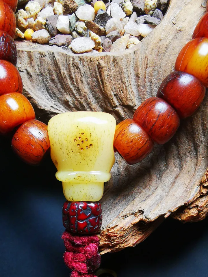 Gandhanra Handmade Tibetan Yak Bone Wrist Mala Bracelet,23 Prayer Beads Bracelet for Men