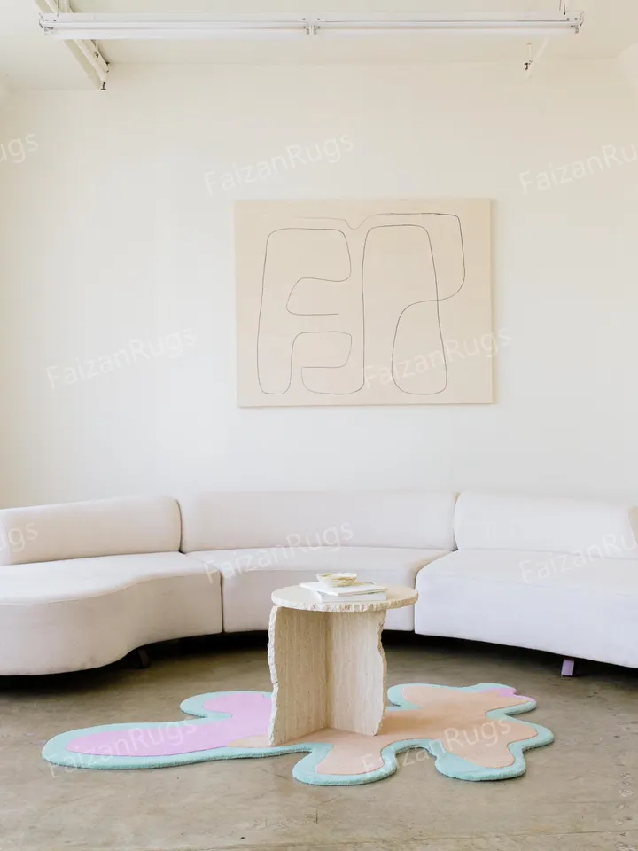 Buy Antique Irregular Handmade Wool Rug | Hand Tufted Rug 100 Wool For Living Room | Bed Room | Kids Room | Drawing Room |  In Any Size's