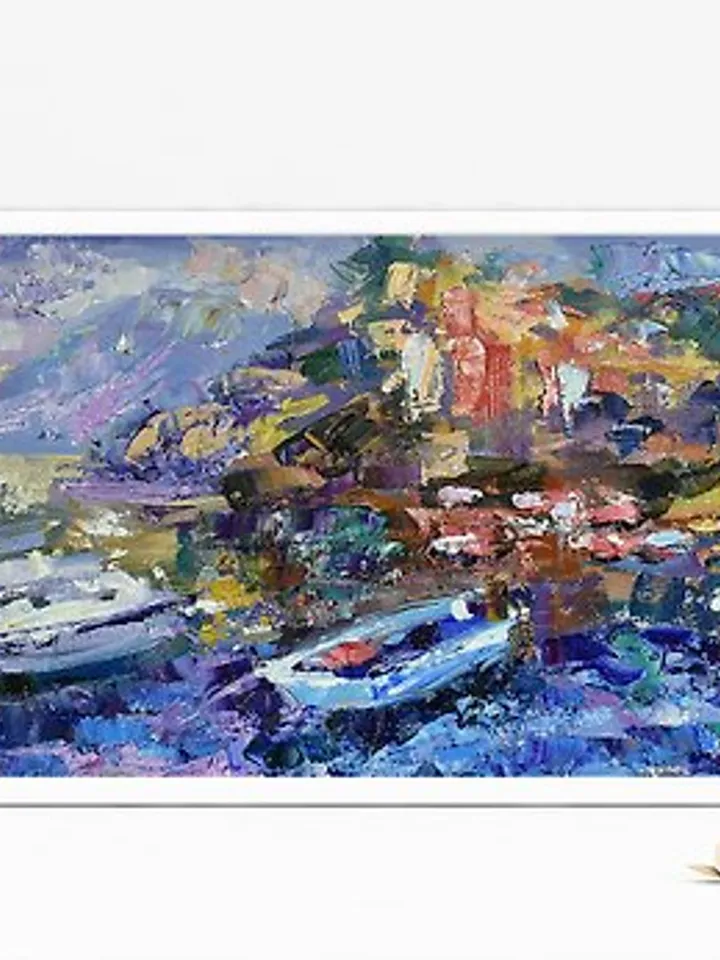 Italy Painting Landscape Original Artwork Riomaggiore Impressionism