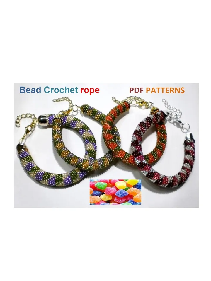 Bead Crochet rope pattern necklace and bracelet "Jujube",DIY,bead crocheting,Instant Download,PDF patterns