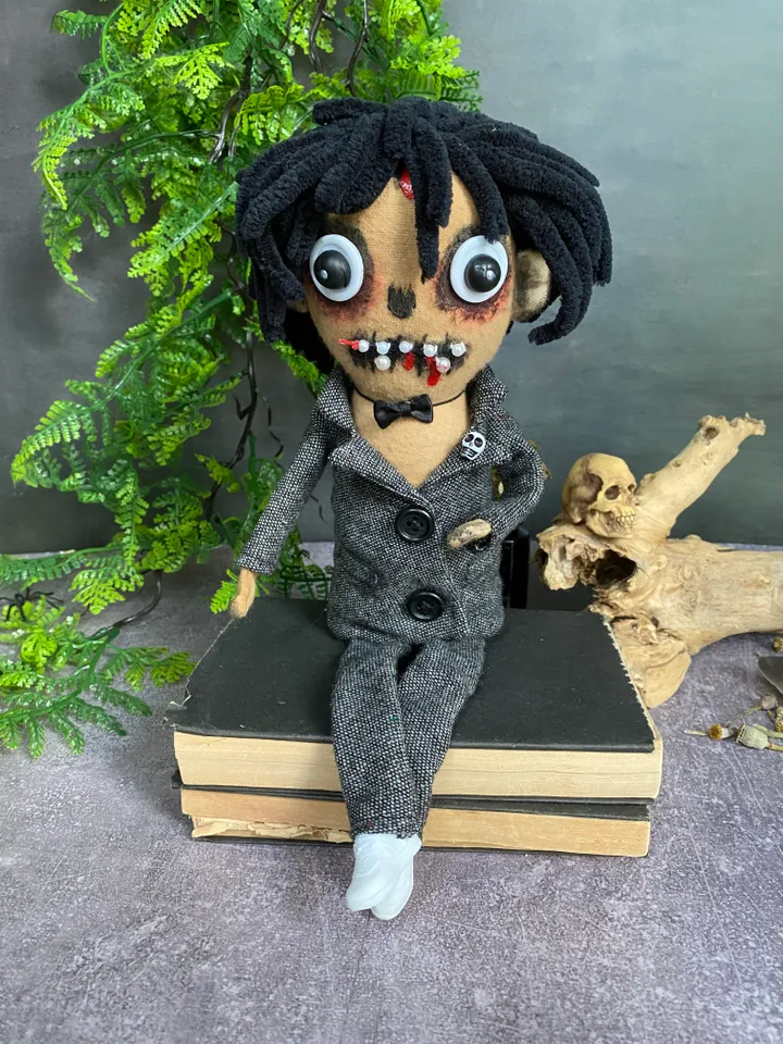 handmade halloween doll . boy doll . creepy cute doll