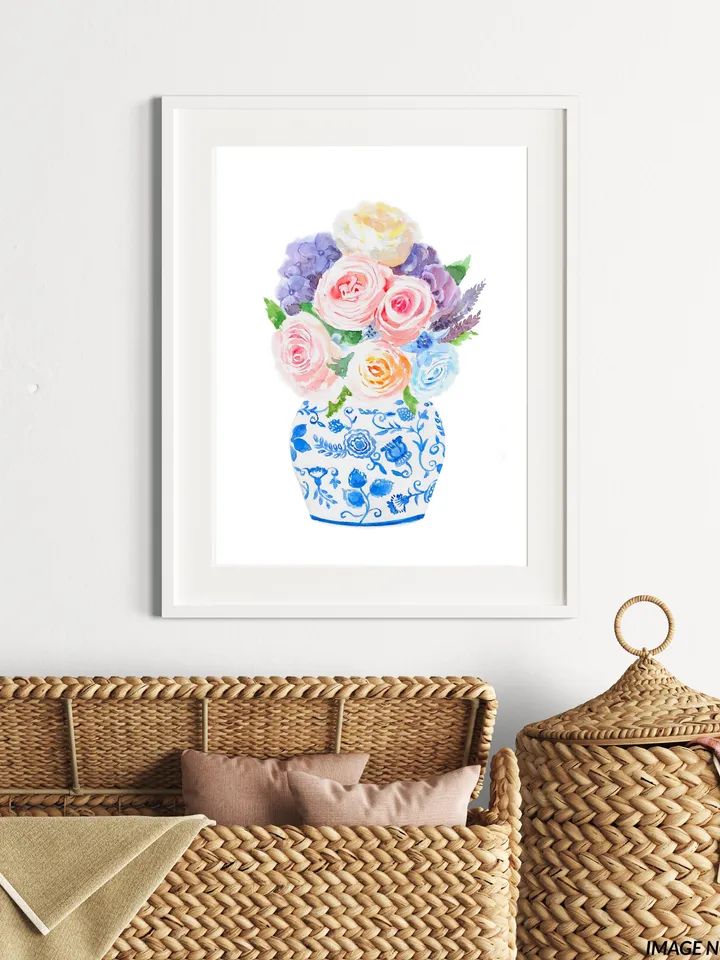 Chinoiserie Wall Art Traditional Chinese Blue And White Vase Art Room Decoration Home Decor Digital Download Ginger Jar Art Asian Art Print