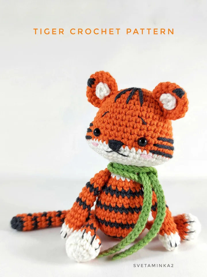 Tiger Crochet Pattern Amigurumi Tiger Cub Cute Animal Toy. Digital Download. PDF.