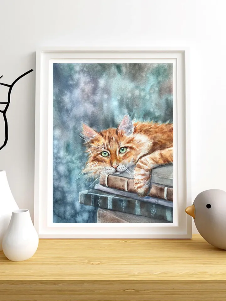 Cats Original Painting Animals Watercolor Painting Kitty Painting Cat Portrait