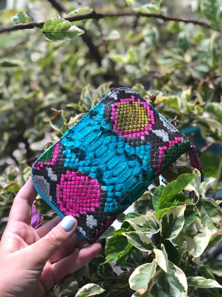 Genuine python skin wallet | Small wallet | Exotic leather wallet | Women wallet | Multicolor trendy Wallet | Snakeskin designer wallet