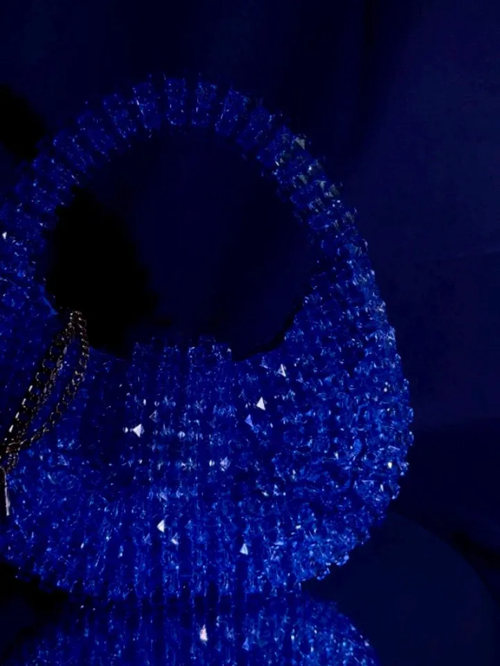 Blue beaded handbag, women bag, shoulder bead bag, purse for summer, bridesmaid woven bag, festival bag, small crossbody, luxury gift
