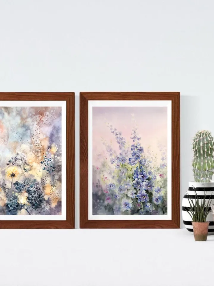 Wildflowers Painting Set of 2 Prints Flowers Watercolor Wall Art Floral Prints Flower Poster