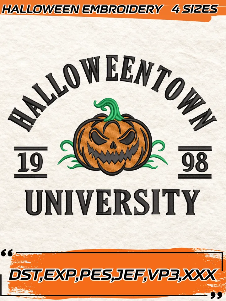 Halloweentown University 1998 Embroidery Design, Halloween Embroidery Design, 4 Sizes, Digital Download
