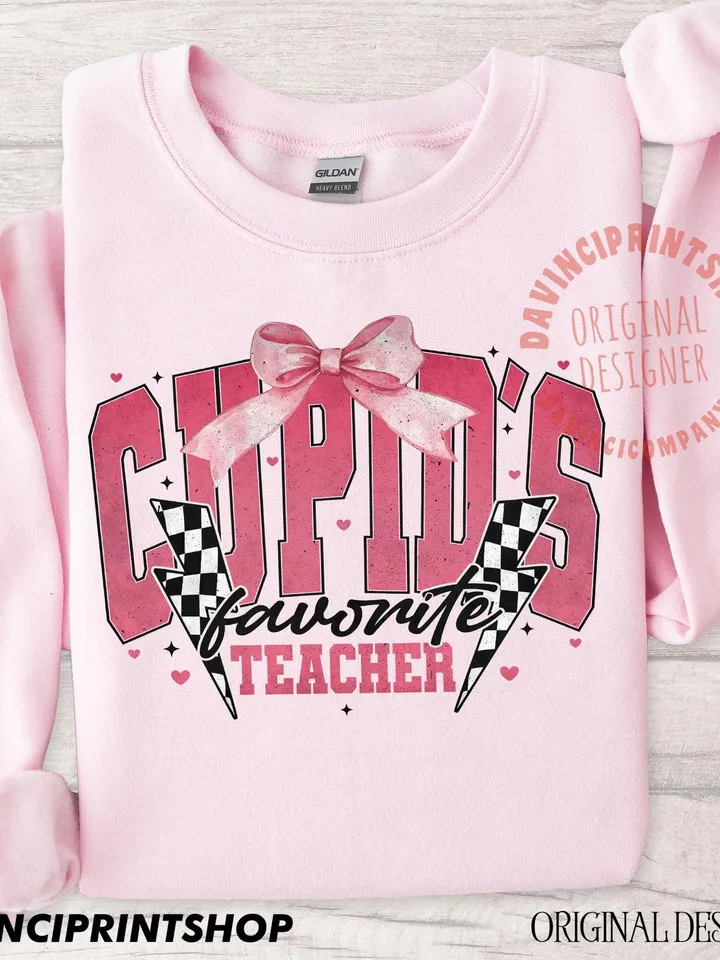 Cupid's favorite teacher Png, Valentines Teacher png, Teacher life png, Teacher png, Valentines png, Coquette Bow Valentines, Teacher Gift