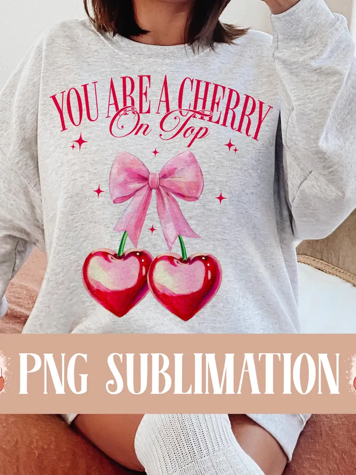 Cherry Valentines Sublimation Shirt png, Valentines png, Pink Bow png, Coquette Valentines png, Soft girl era png, Social Club png, Love png