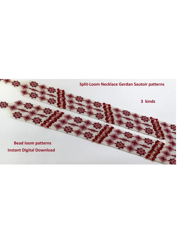 Bead loom patterns, Gerdan-Split-Loom Necklace, Beaded Sautoirs, Beading Loom only Pattern, Instant Download, PDF