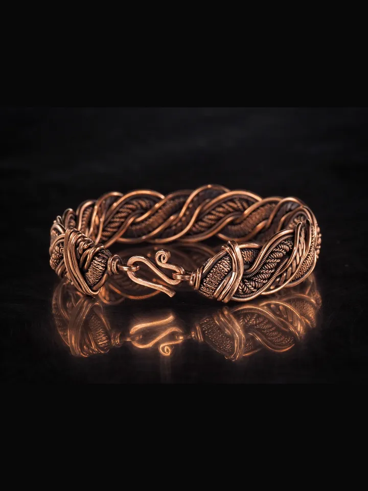Wire wrapped copper bracelet for woman Antique style copper jewelry WireWrapArt