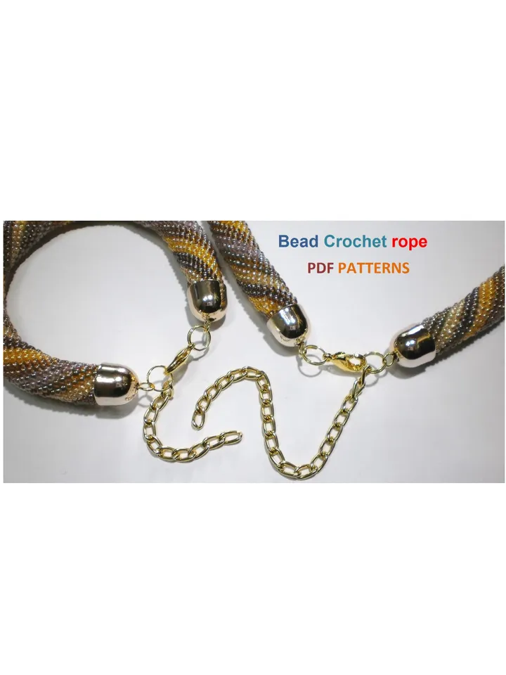 Bead crochet rope patterns for beading «Diagonal strips» necklace and bracelet, bead crocheting, Instant Download, PDF patterns
