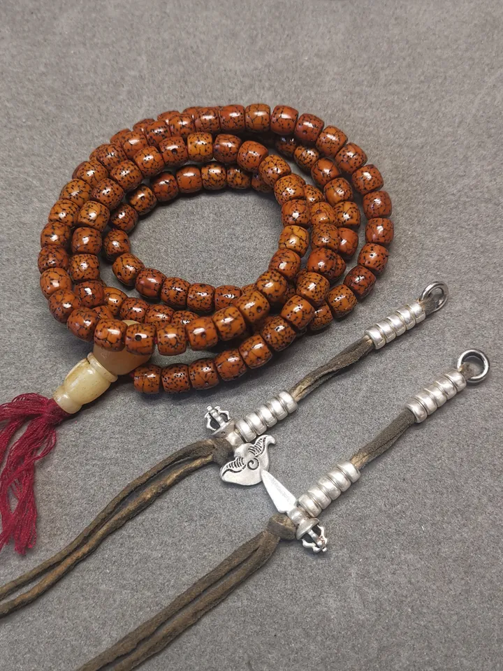 Gandhanra 5mm Silver Tibetan Buddhist Prayer Bead Counters for 6-15mm Mala,with Kila Kartika Pendant