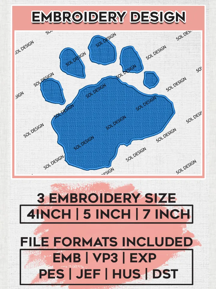 NCAA UCLA Bruins Team Footprint Logo Embroidery Design Files, NCAA UCLA Bruins Machine Embroidery, NCAA Teams, 3 sizes, NCAA Machine embroidery designs, Digital Download