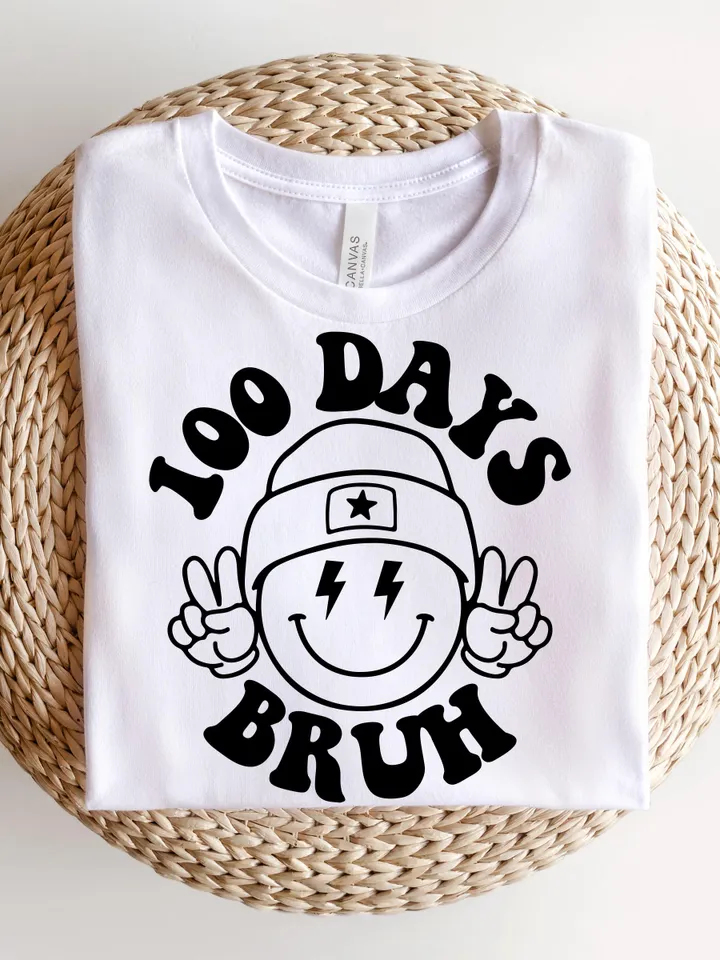100 Days of School SVG, 100 Days Bruh SVG, 100 Days of School PNG, Svg Files for Cricut and Silhouette